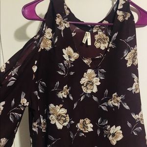 Maroon Floral Off-The-Shoulder Top